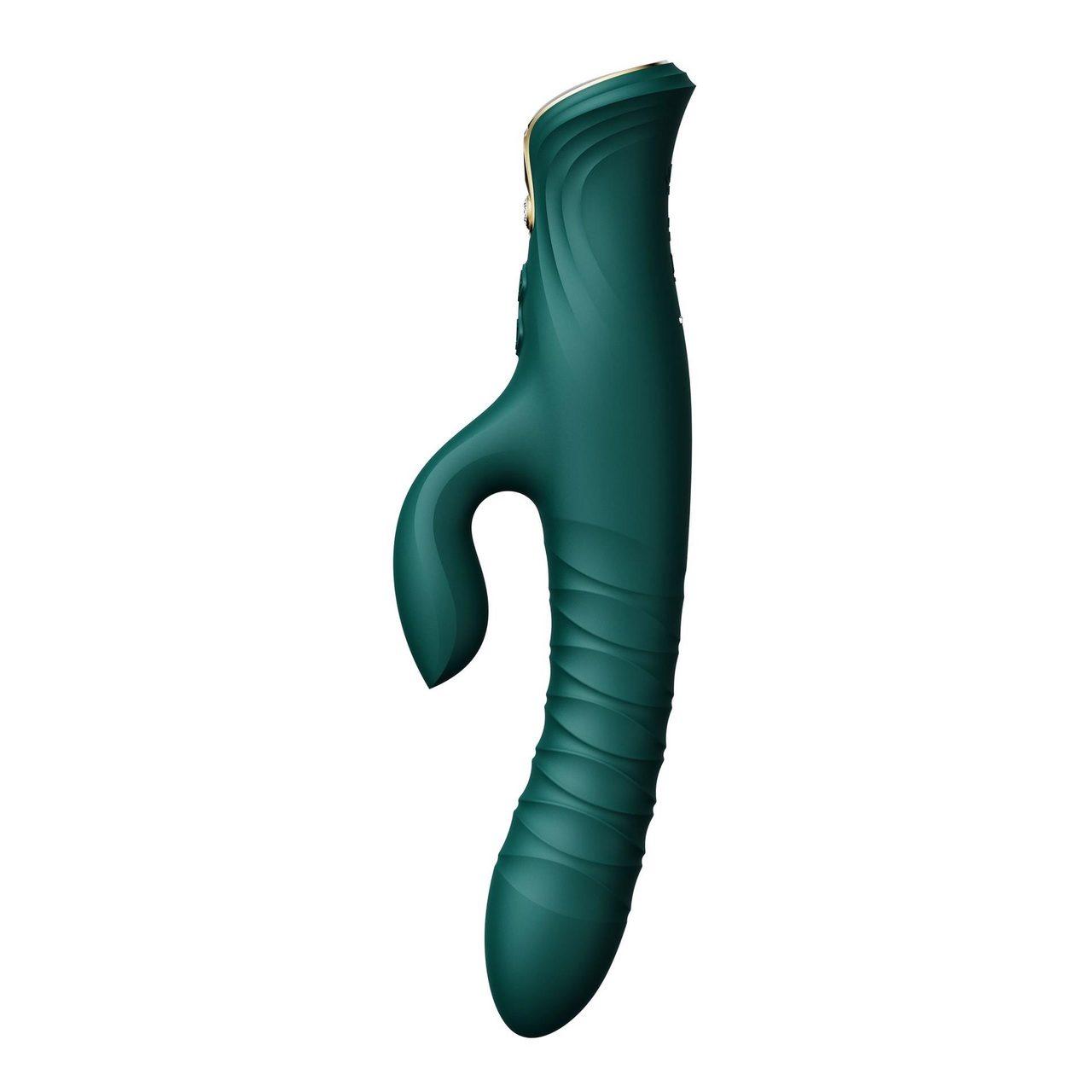 Zielony króliczek z thrustingiem i podgrzewaniem | Wibrator do punktu G