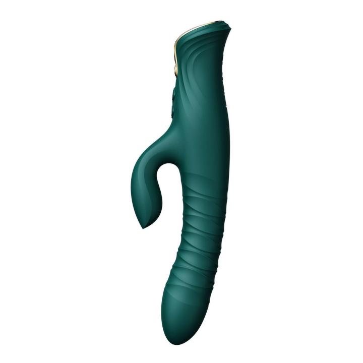 Zielony króliczek z thrustingiem i podgrzewaniem | Wibrator do punktu G