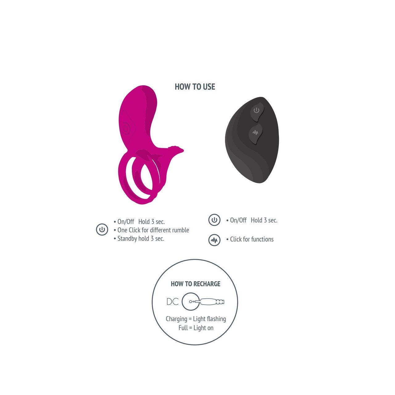 Pierścień erekcyjny z wibracją dla par fuksja | Loris.pl