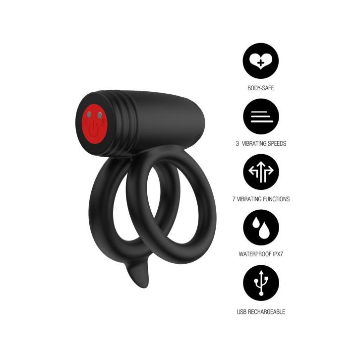 Podwójny pierścień erekcyjny z wibracjami do par 10 trybów IPX7