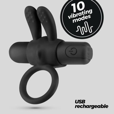 Pierścień erekcyjny z wibracją i bulletem USB | Wodoodporny
