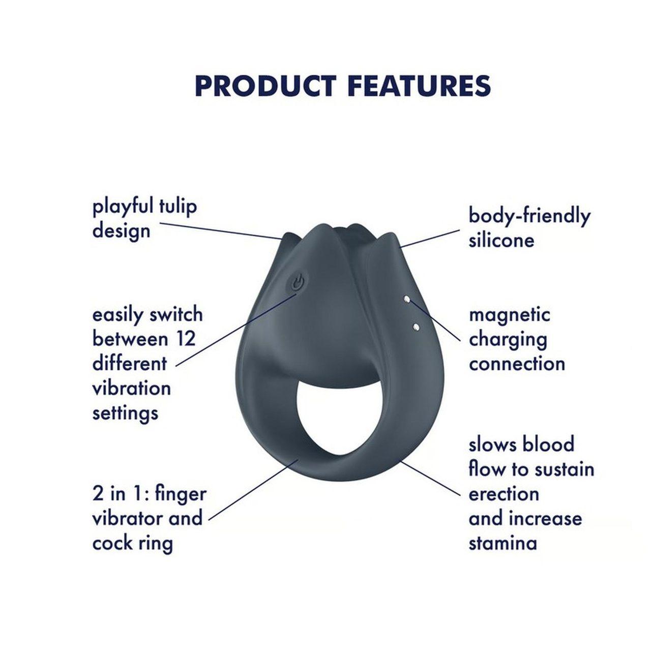 Wibrujący pierścień 2 w 1 na penisa i palec | 12 trybów | Loris.pl