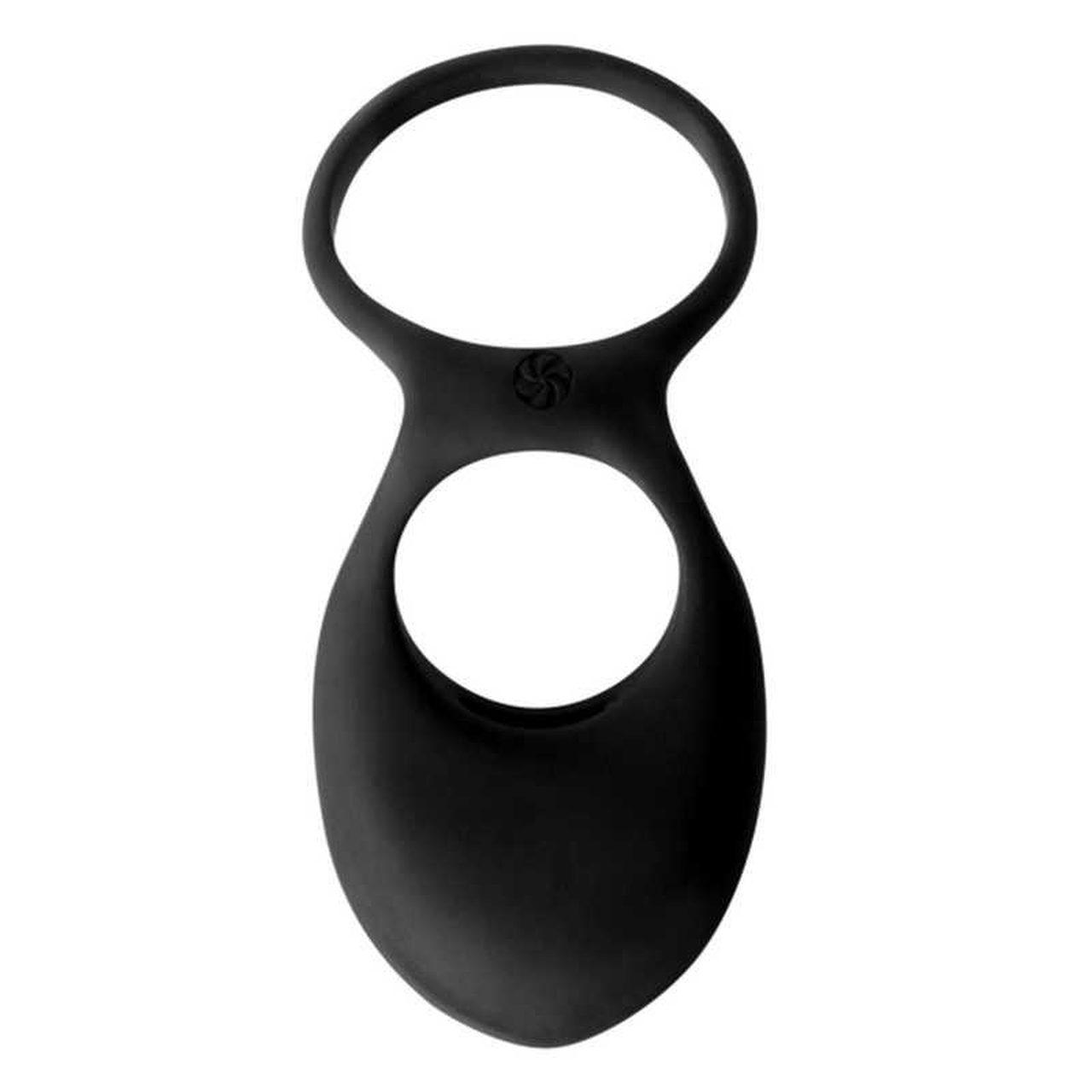 Podwójny pierścień erekcyjny z wibracją czarny silikon | Loris.pl