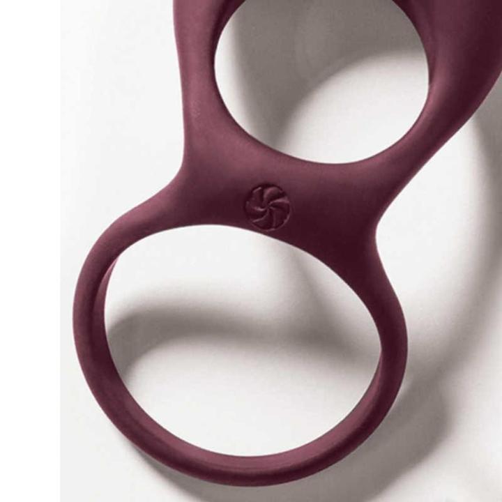 Podwójny pierścień erekcyjny z wibracją bordowy 12 cm | Loris.pl