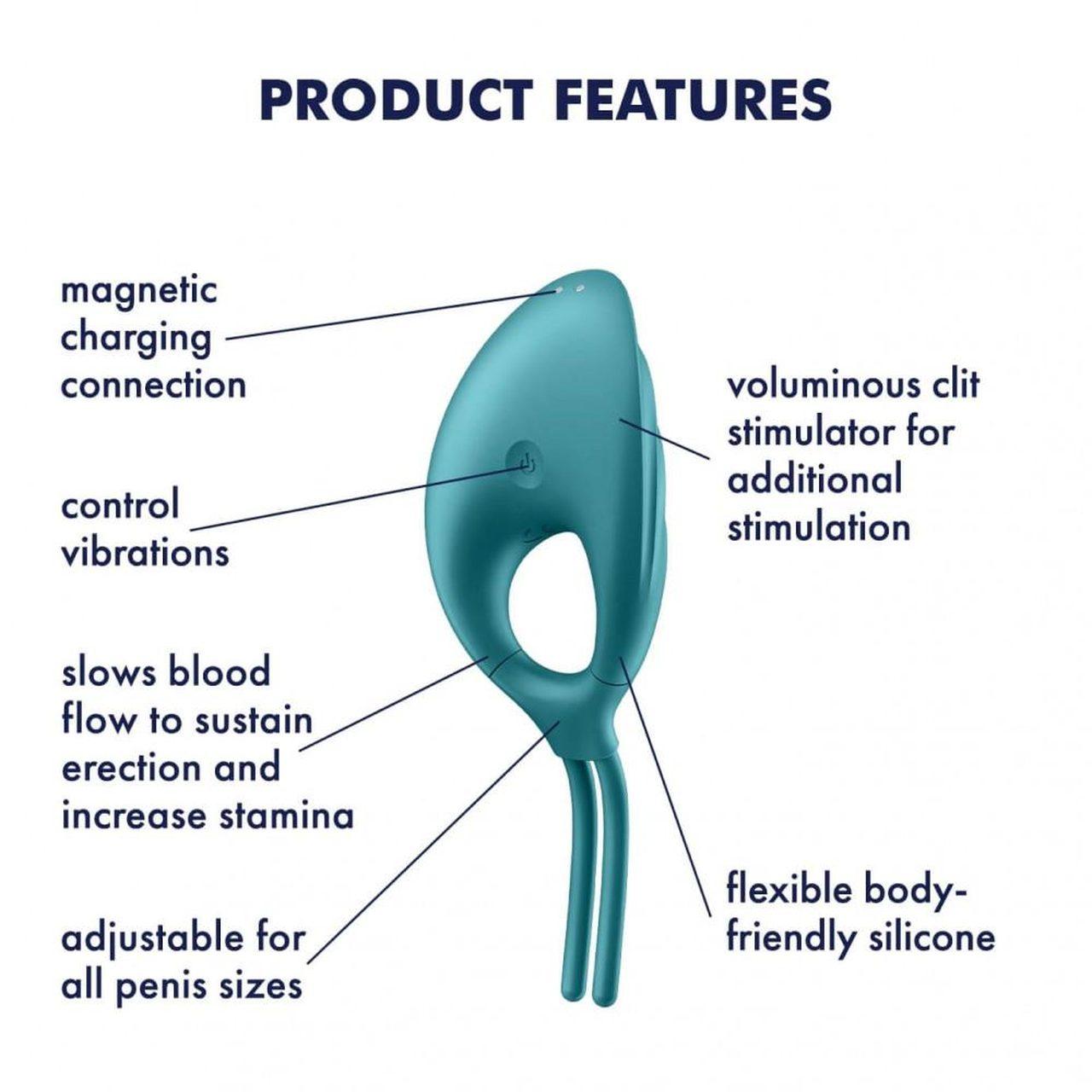Regulowany pierścień erekcyjny z wibracją i stymulatorem łechtaczki | Loris.pl