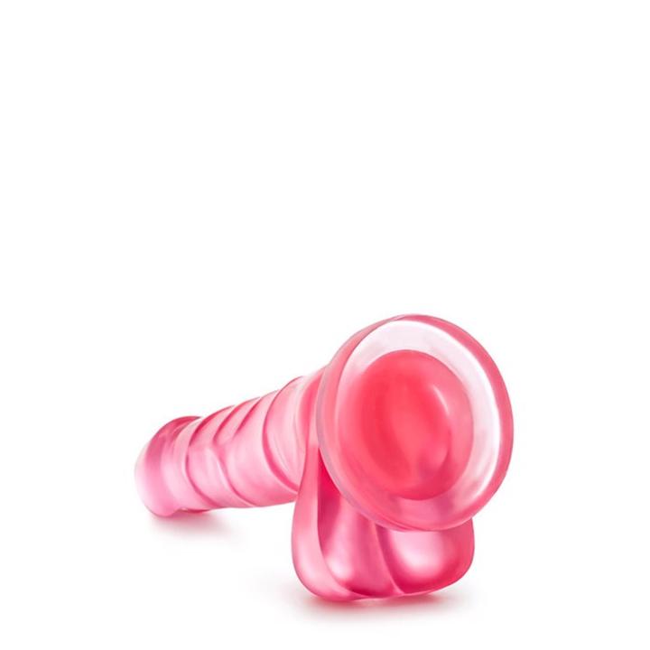 Różowe dildo z jądrami i przyssawką wykonane z PCV - 20 cm
