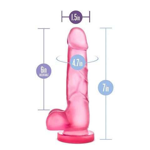 Różowe dildo z jądrami i przyssawką wykonane z PCV - 20 cm