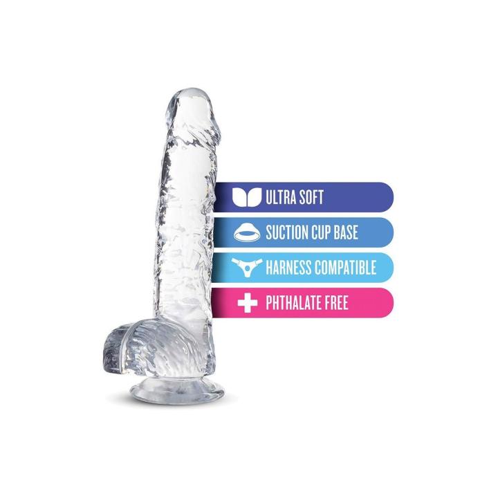 Krystaliczne dildo 15,2 cm z przyssawką i opcją uprzęży