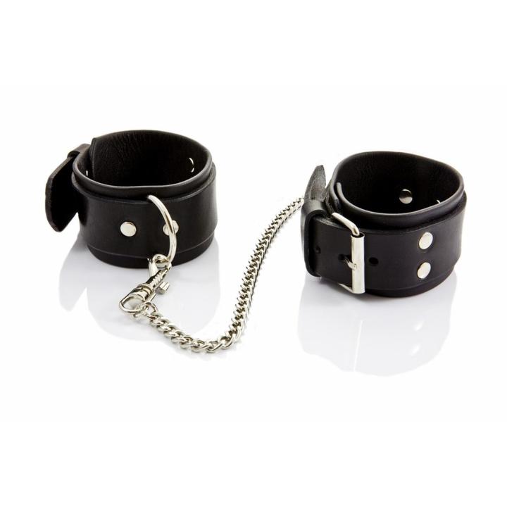 Męskie kajdanki BDSM soft ze skóry naturalnej | Regulacja | Loris.pl