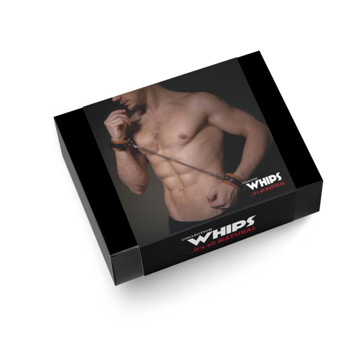 Skórzane kajdanki męskie koniakowe na ręce | regulacja i klamry