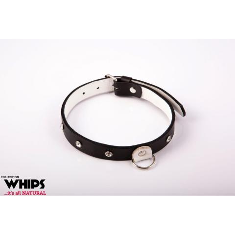 Biała skórzana obroża BDSM 2 cm | Regulacja 36–42 cm