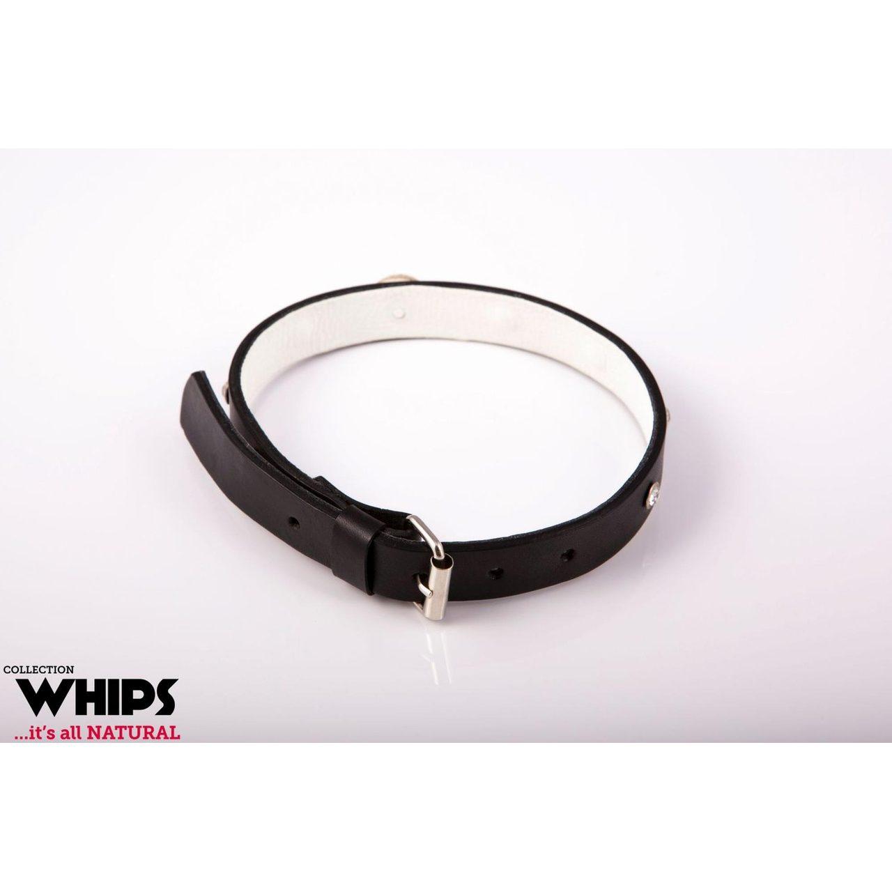 Biała skórzana obroża BDSM 2 cm | Regulacja 36–42 cm | Loris.pl