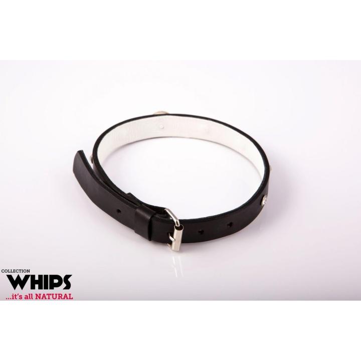 Biała skórzana obroża BDSM 2 cm | Regulacja 36–42 cm | Loris.pl