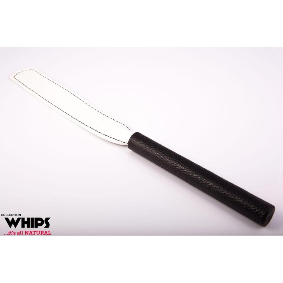 Biała packa BDSM ze skóry naturalnej 44 cm