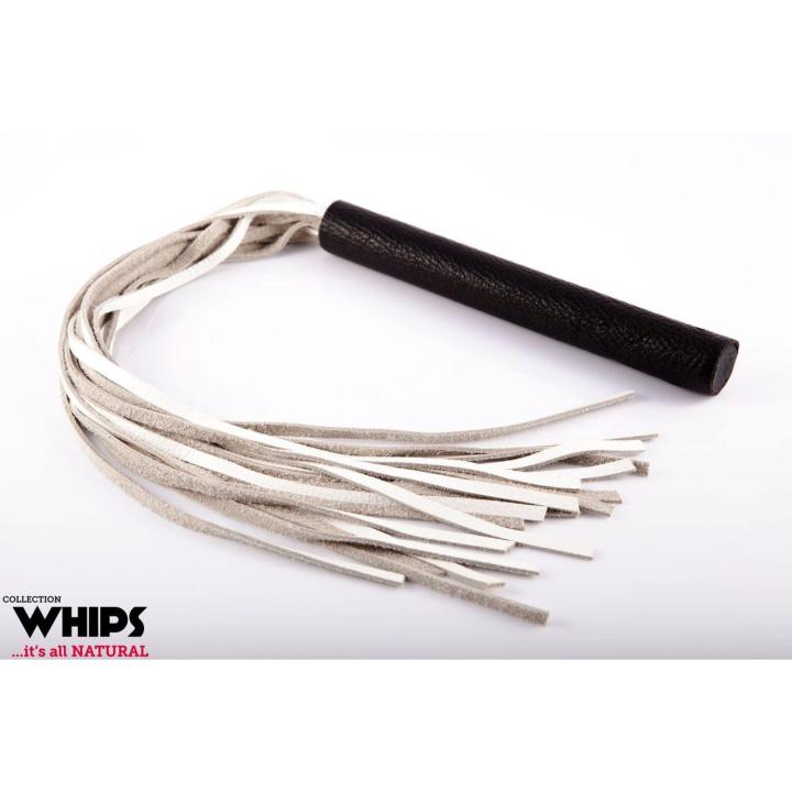 Duży biały pejcz skórzany 80 cm do BDSM | Loris.pl