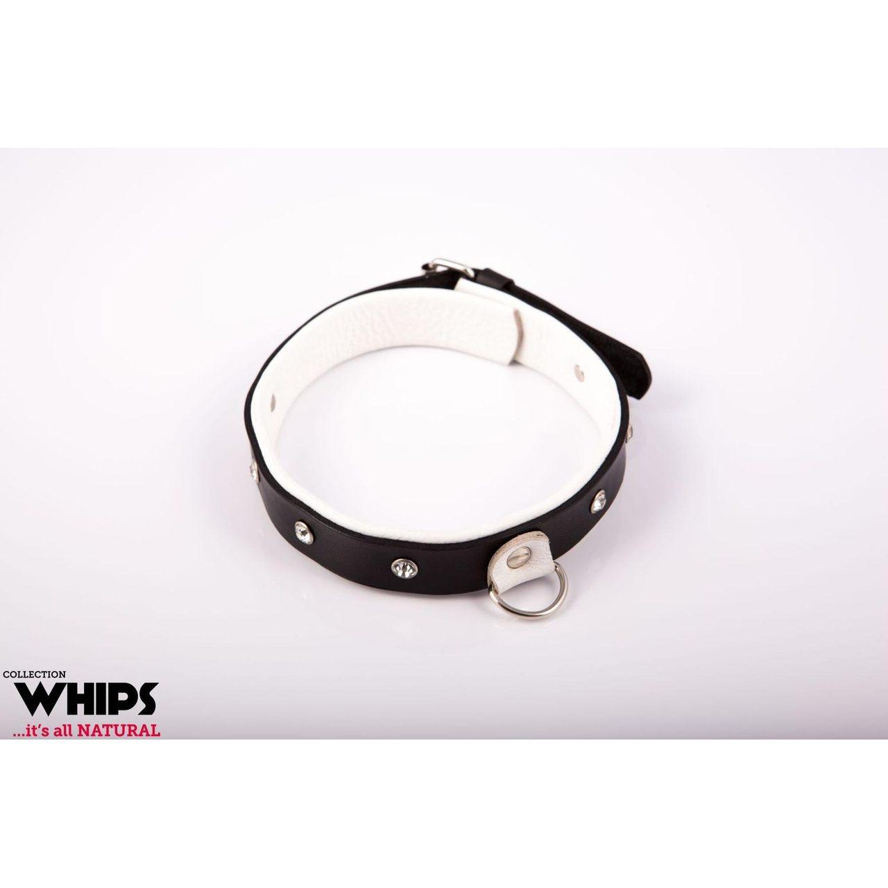 Biała obroża BDSM skórzana 36–42 cm | Loris.pl