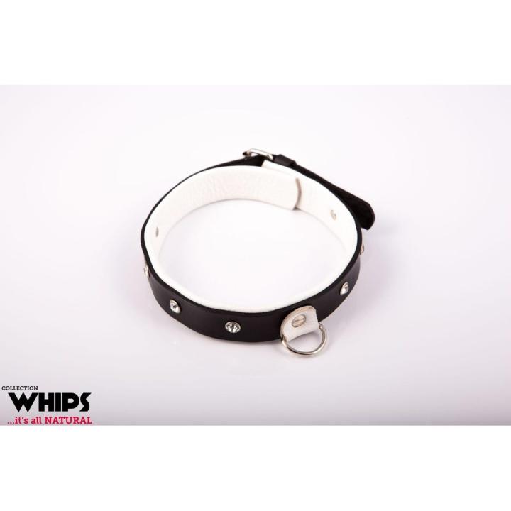 Biała obroża BDSM skórzana 36–42 cm | Loris.pl