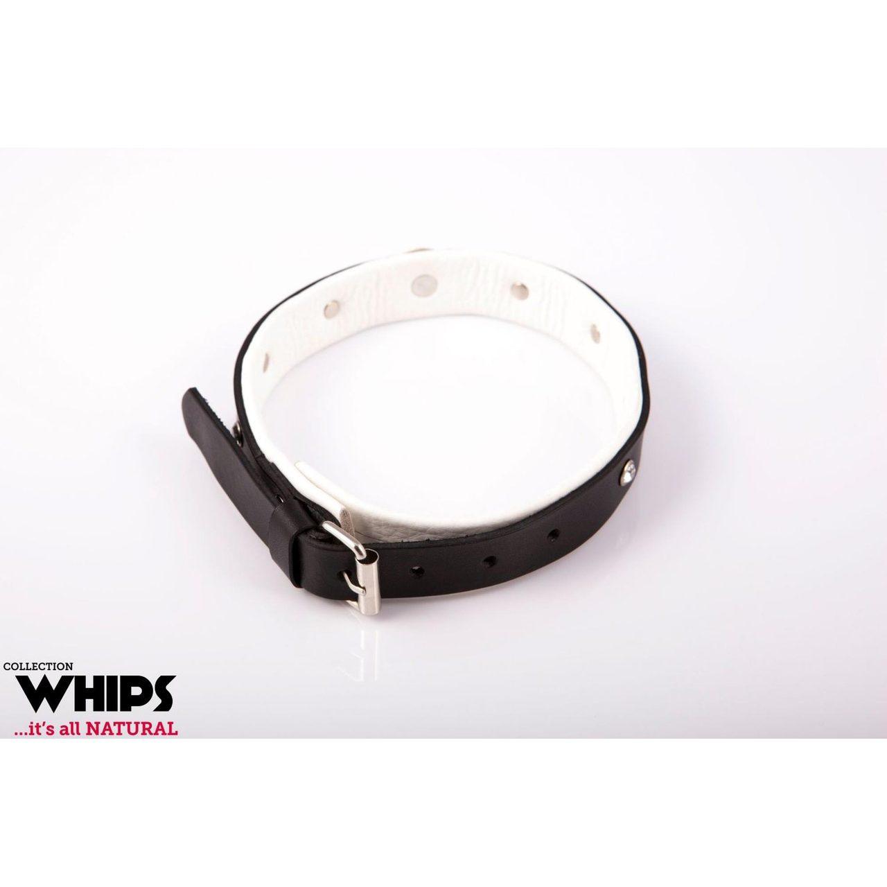 Biała obroża BDSM skórzana 36–42 cm | Loris.pl