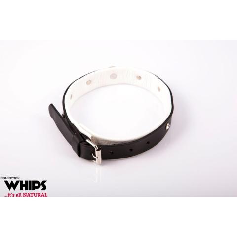 Biała obroża BDSM skórzana 36–42 cm