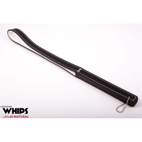 Biały pejcz skórzany BDSM 37 cm - elegancki pas do chłosty