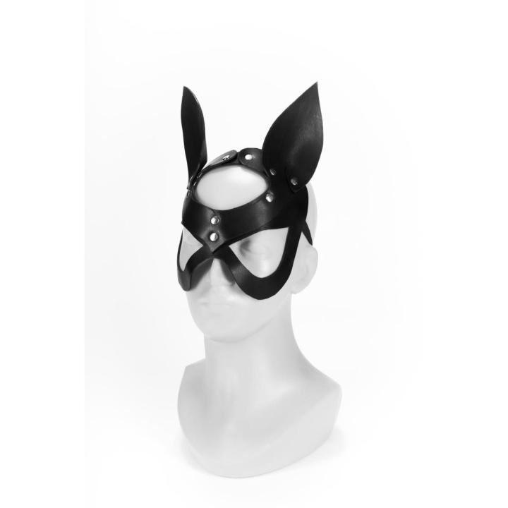 Maska BDSM z uszami i ćwiekami czarna | Loris.pl