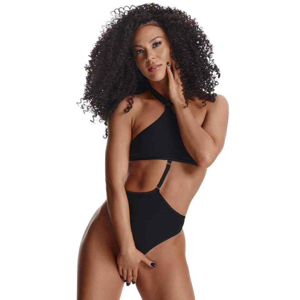 Intrygujące czarne otwarte body Demoniq Nita