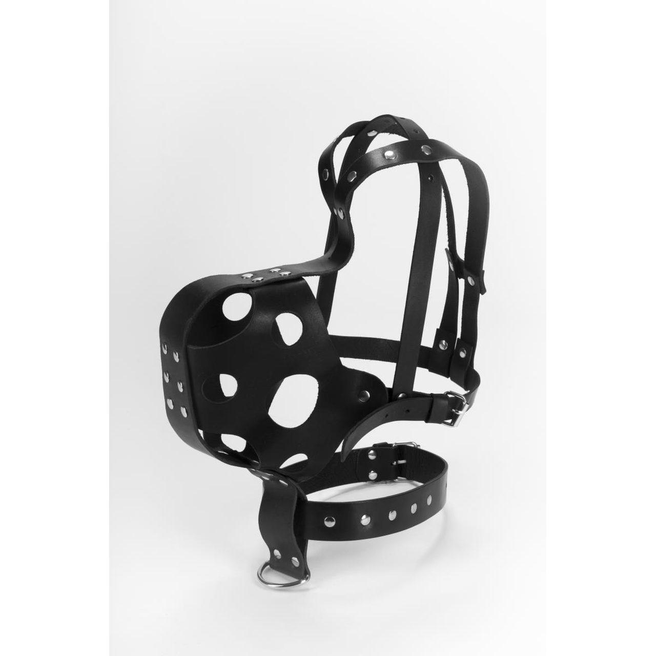 Męska maska BDSM z ćwiekami czarna – role play i impreza | Loris.pl