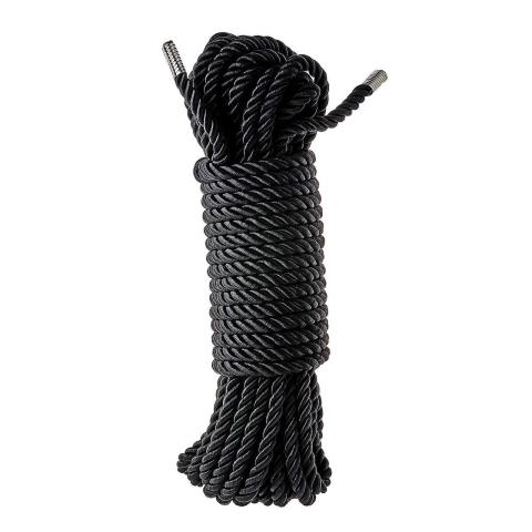 Czarna lina do bondage 10 m z metalowymi końcówkami