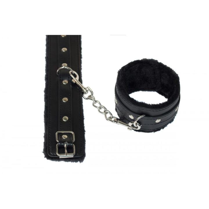 Kajdanki na kostki BDSM czarne PVC 29 cm – krępowanie | Loris.pl