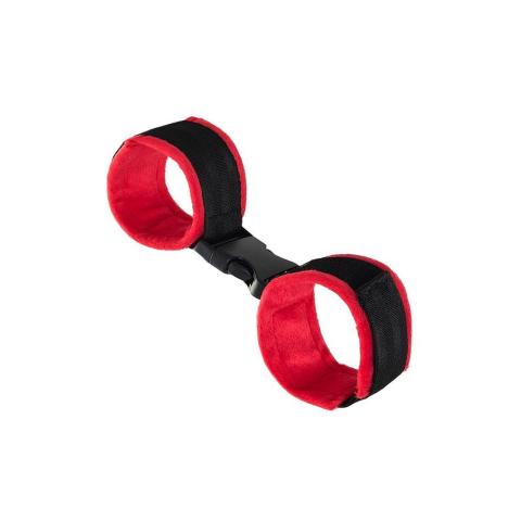 Czerwone kajdanki na kostki welurowe 29 cm | BDSM