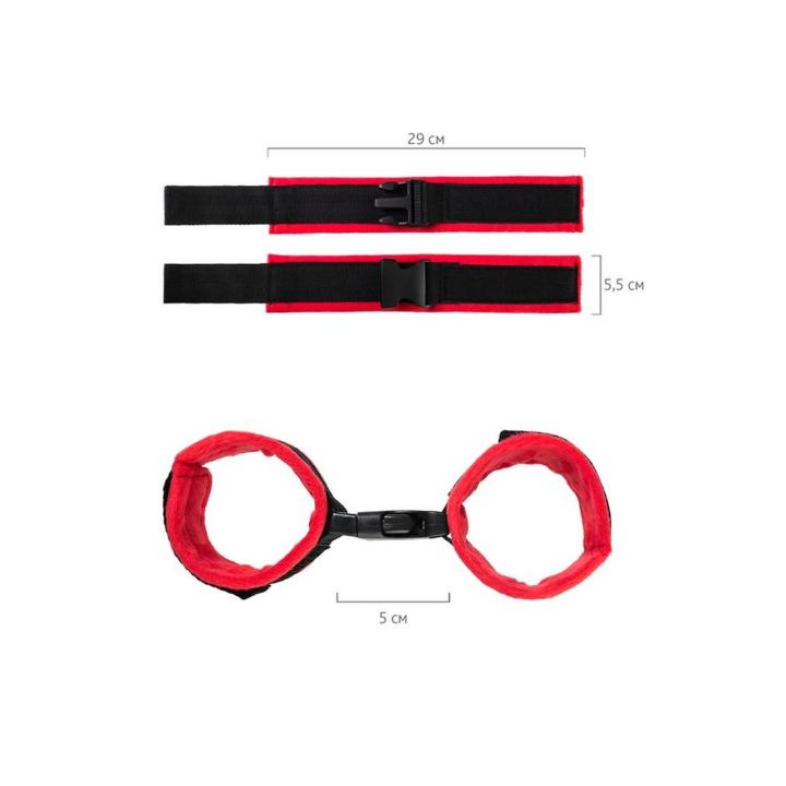 Czerwone kajdanki na kostki welurowe 29 cm | BDSM