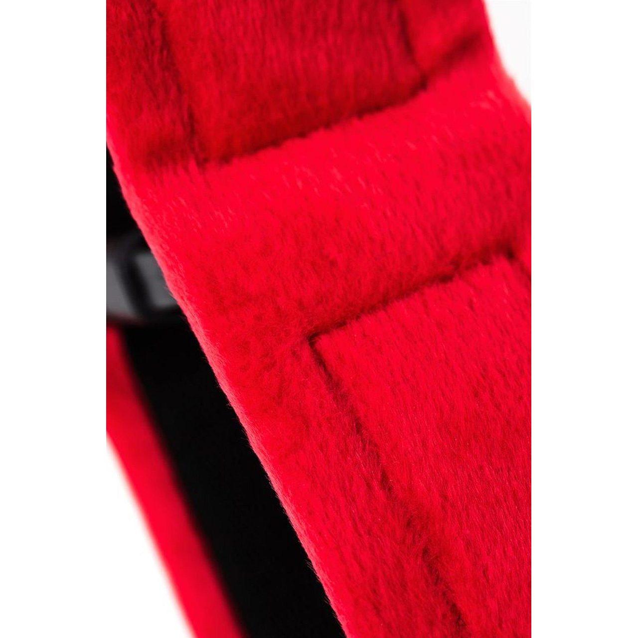 Czerwone kajdanki na kostki welurowe 29 cm | BDSM | Loris.pl