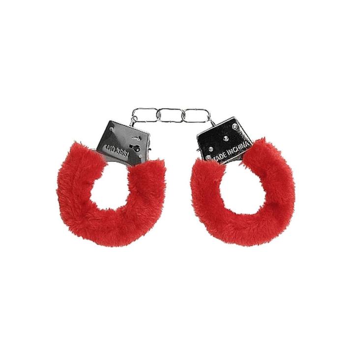 Czerwone kajdanki z futerkiem BDSM – kluczyki i szybkie zwolnienie | Loris.pl