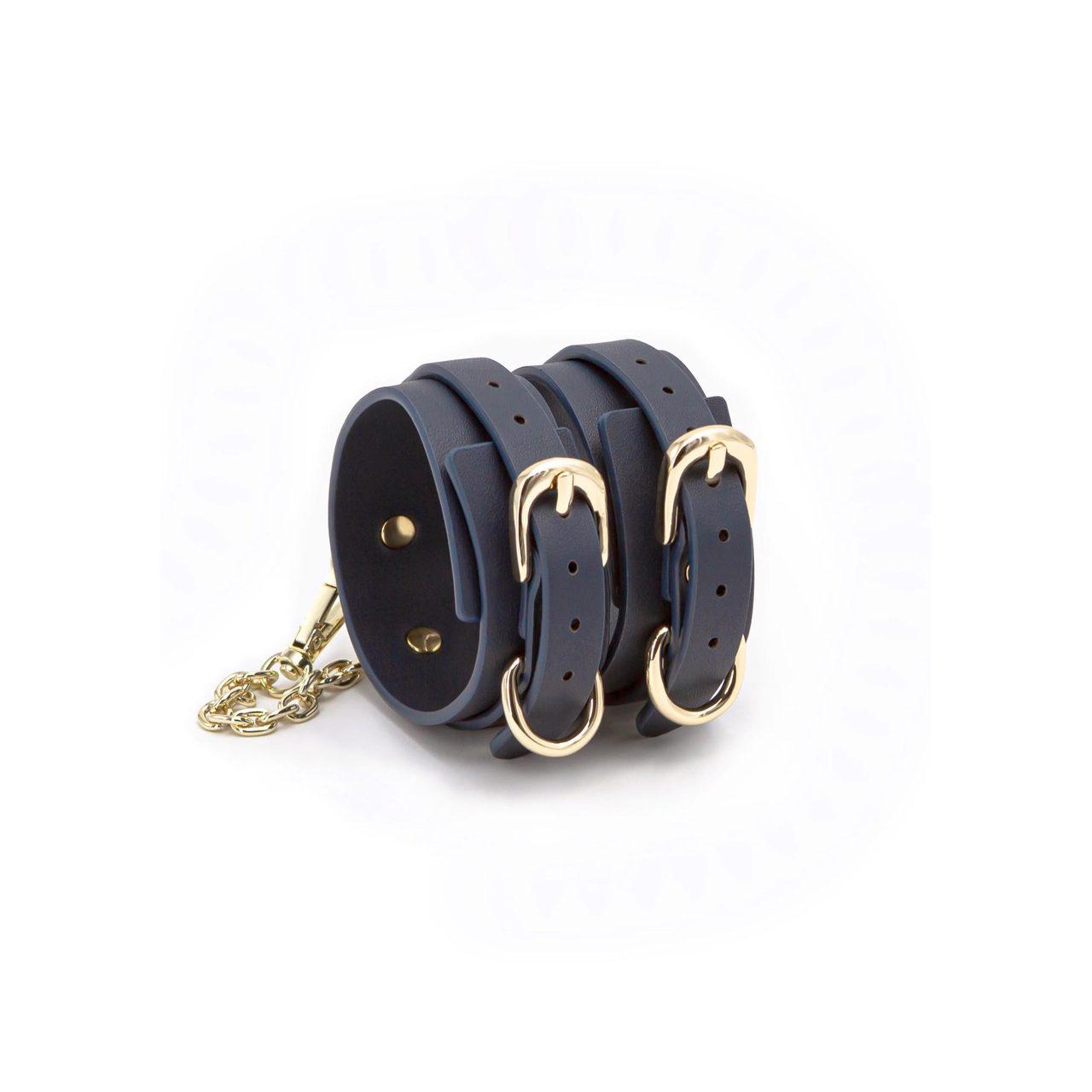 Niebieska opaska na kostkę BDSM z regulacją | bezniklowe okucia