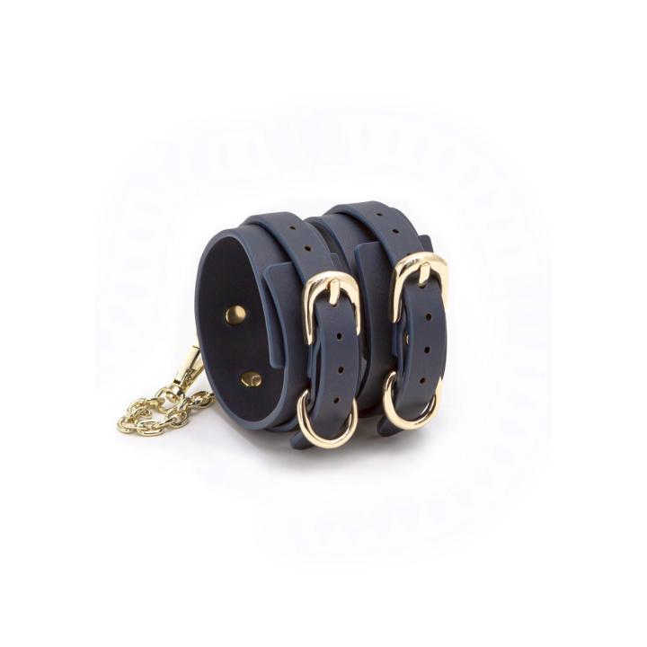 Niebieska opaska na kostkę BDSM z regulacją | bezniklowe okucia