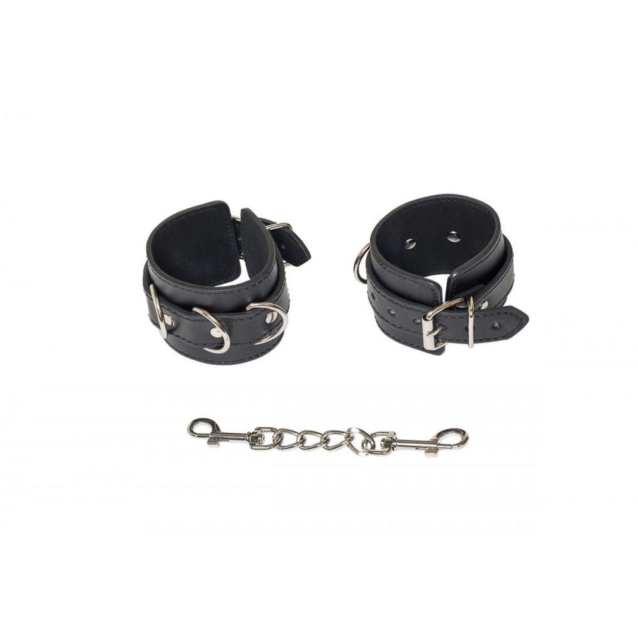 Regulowane kajdanki BDSM na paski czarne 23 cm | Loris.pl