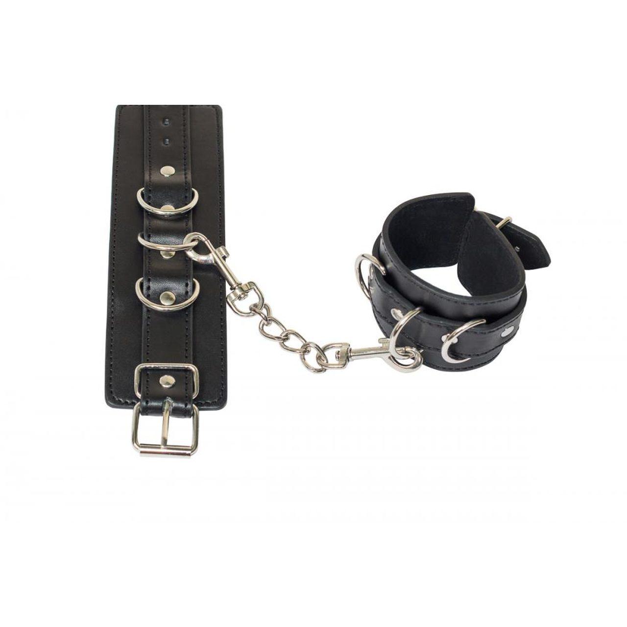 Regulowane kajdanki BDSM na paski czarne 23 cm | Loris.pl