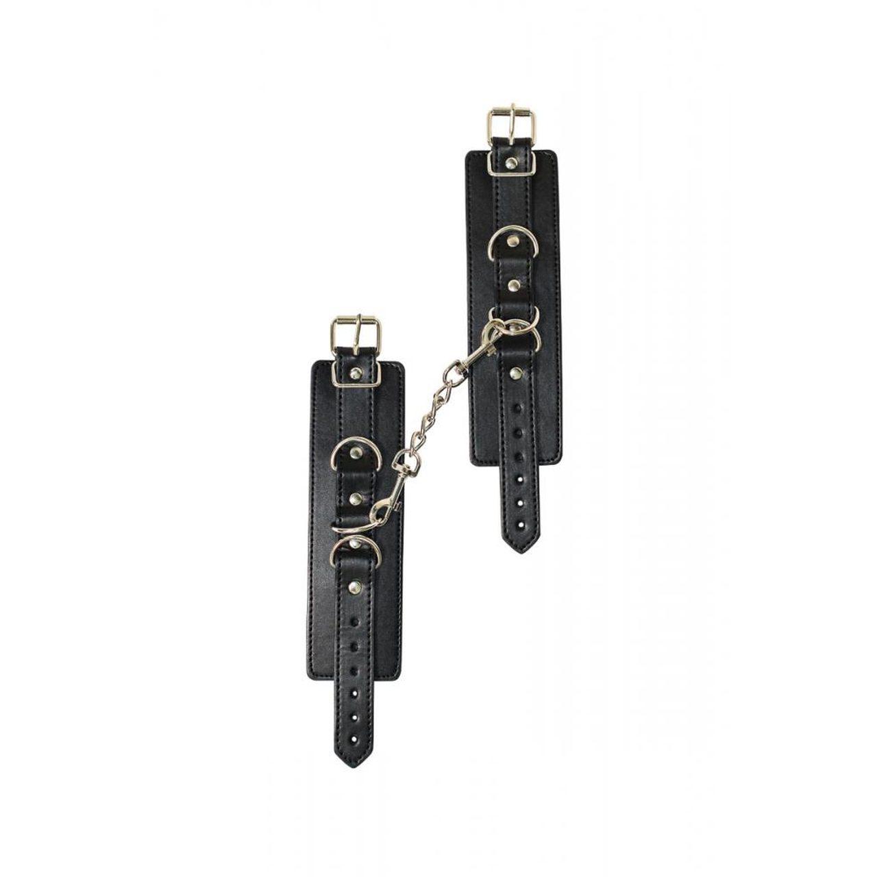 Regulowane kajdanki BDSM na paski czarne 23 cm | Loris.pl
