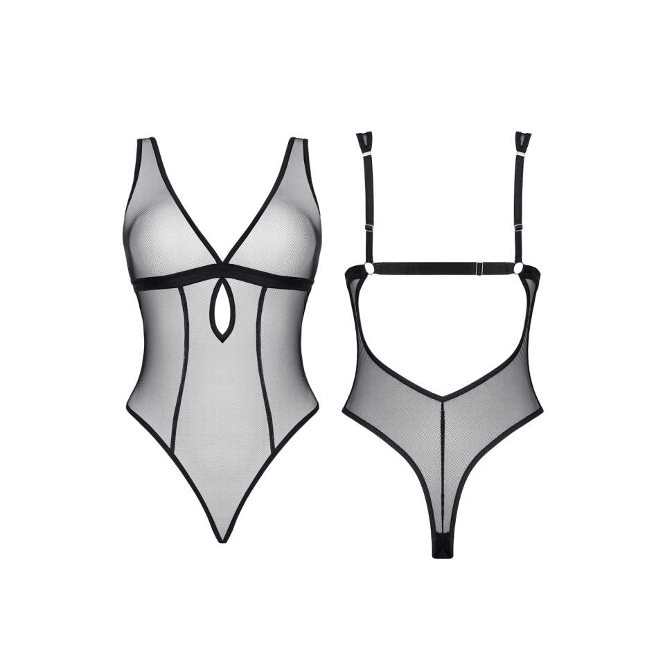 Czarne body Demoniq Mireia z delikatnej siateczki
