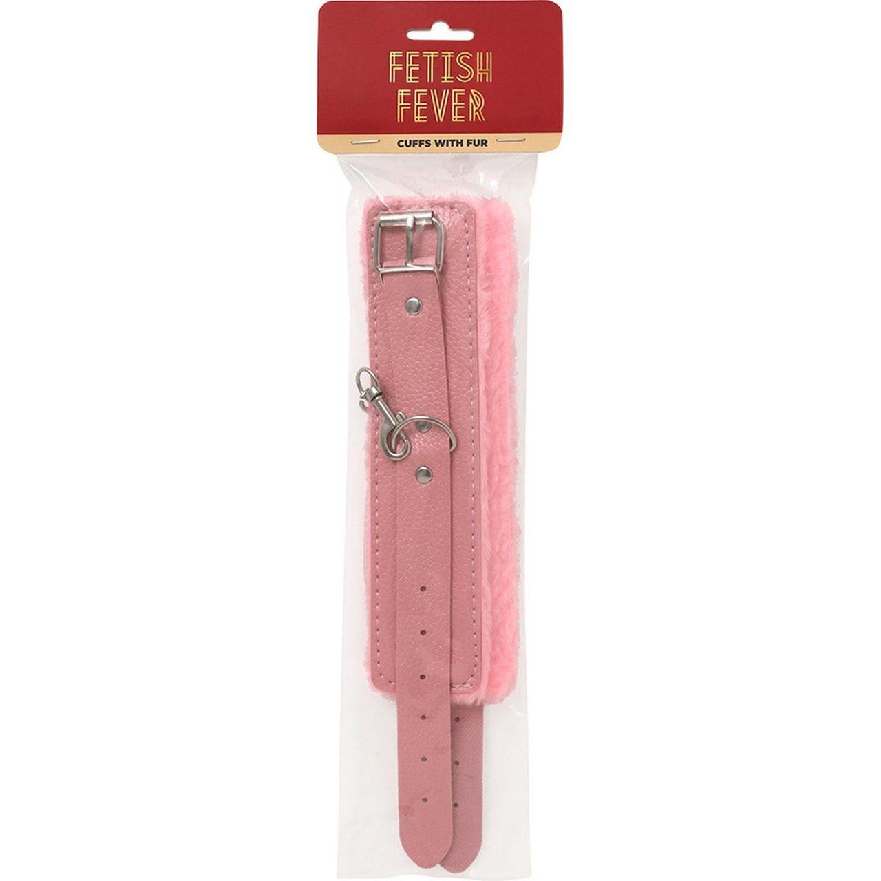 Różowe kajdanki z futerkiem do BDSM – regulowane mankiety na nadgarstki | Loris.pl