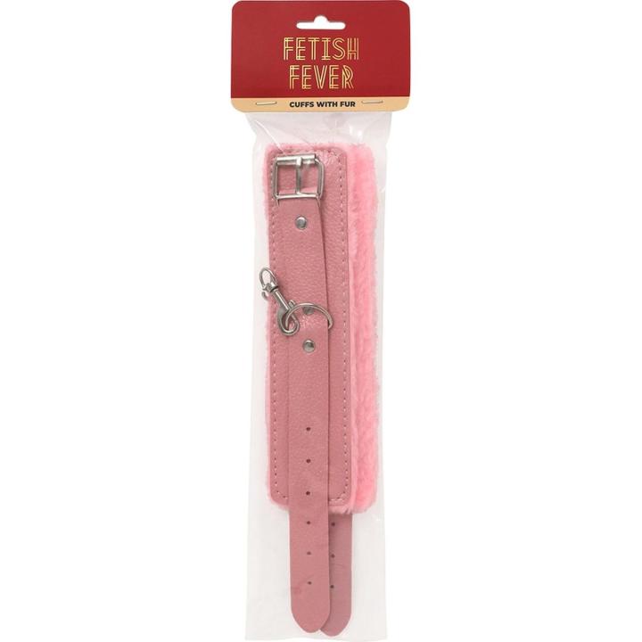 Różowe kajdanki z futerkiem do BDSM – regulowane mankiety na nadgarstki | Loris.pl