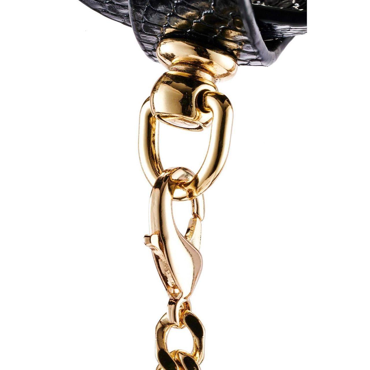 Kajdanki na kostki plecione ze złotym łańcuszkiem | BDSM | Loris.pl