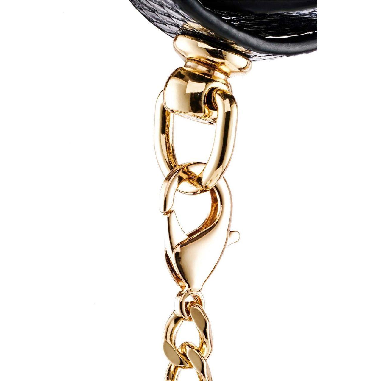 Pleciono-złote kajdanki BDSM z wegańskiej skóry | Loris.pl