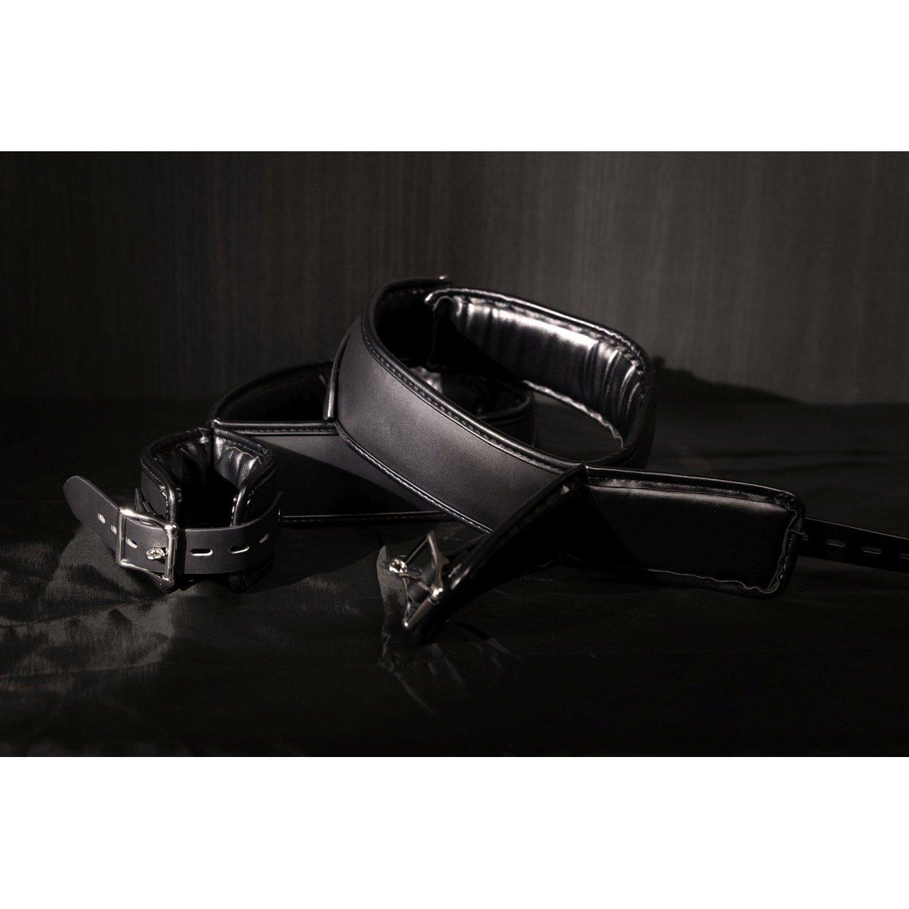 Kajdanki na nadgarstki i uda czarne z wyściółką i regulacją | Loris.pl