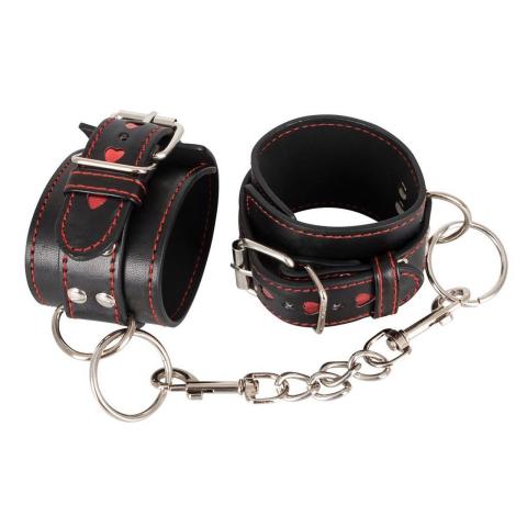 Kajdanki BDSM z łańcuszkiem 15 cm i regulacją 17–27 cm
