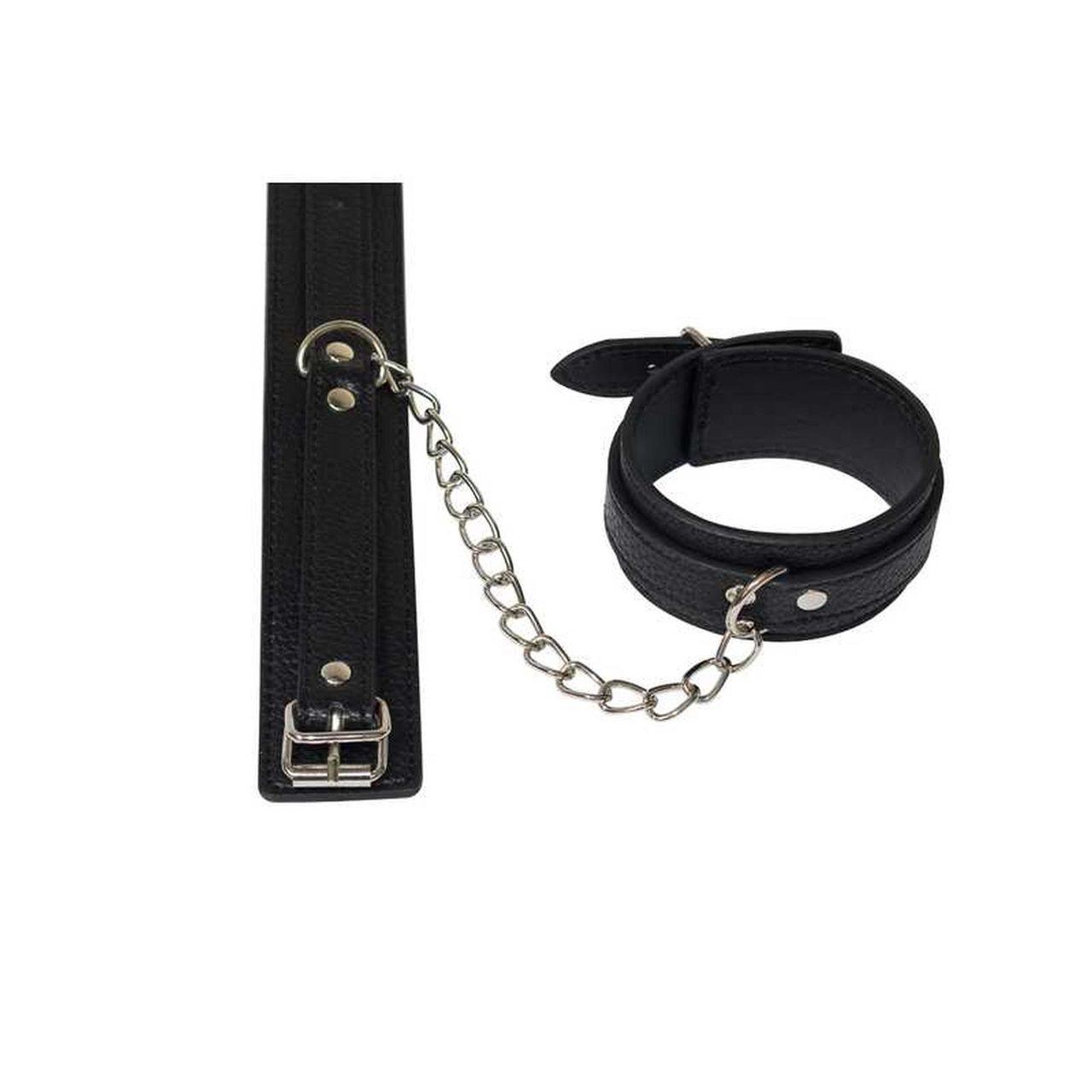 Kajdanki na kostki BDSM z PVC – czarne, uniwersalne | Loris.pl