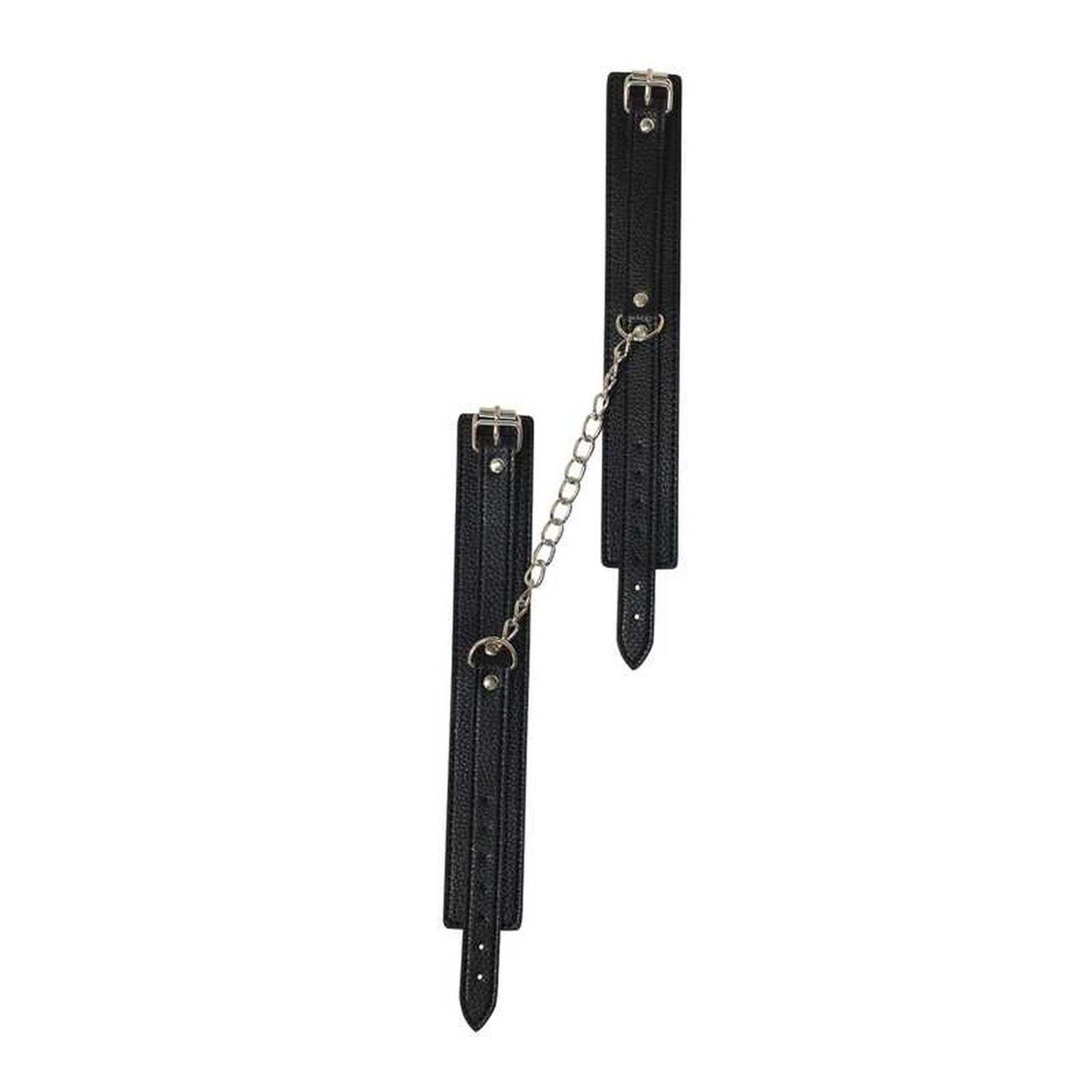 Kajdanki na kostki BDSM z PVC – czarne, uniwersalne | Loris.pl