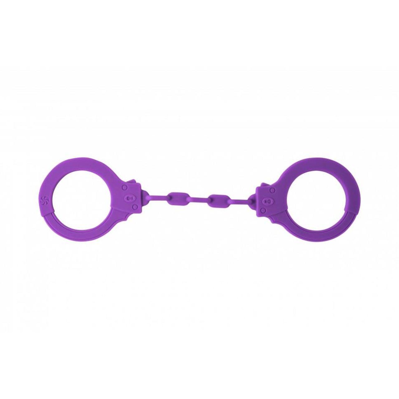 Silikonowe kajdanki BDSM fioletowe bez kluczyka | Loris.pl