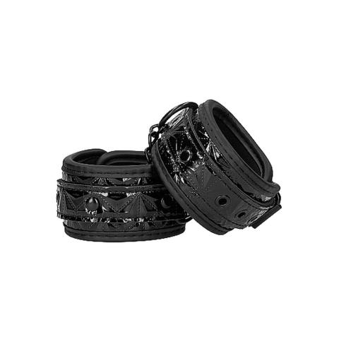 Czarne kajdanki BDSM regulowane 21–31 cm – neopren i eko skóra