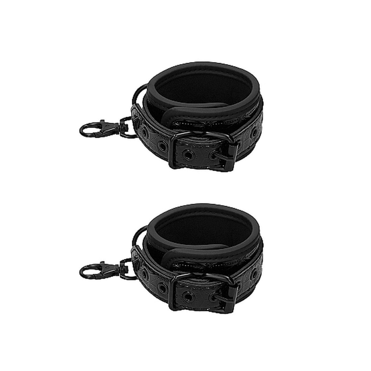 Czarna rozpórka BDSM z mankietami na kostki 40,3 cm | Loris.pl